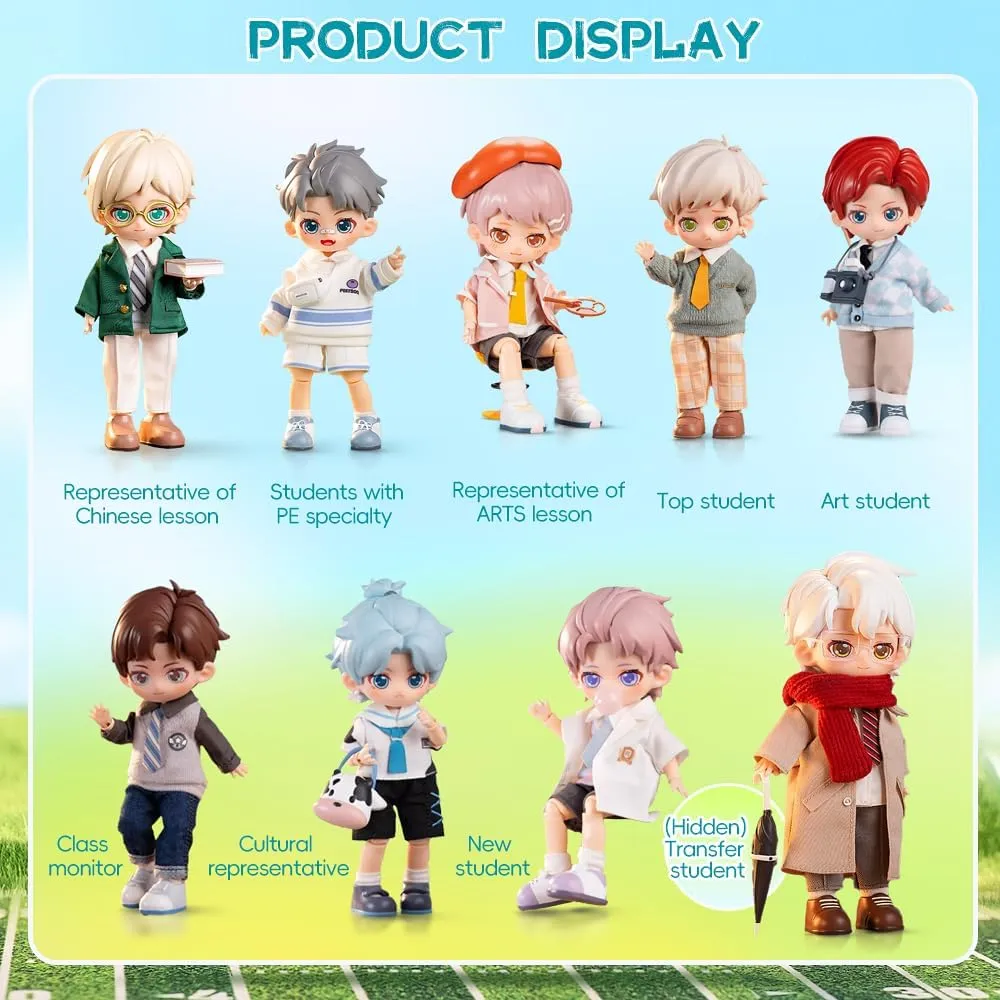 BJD Blind Box Male Classmate Series 1/12 Bjd Dolls Ob11 Cute Action Figure Toys Kawaii Anime Figures Gift (Single Box)