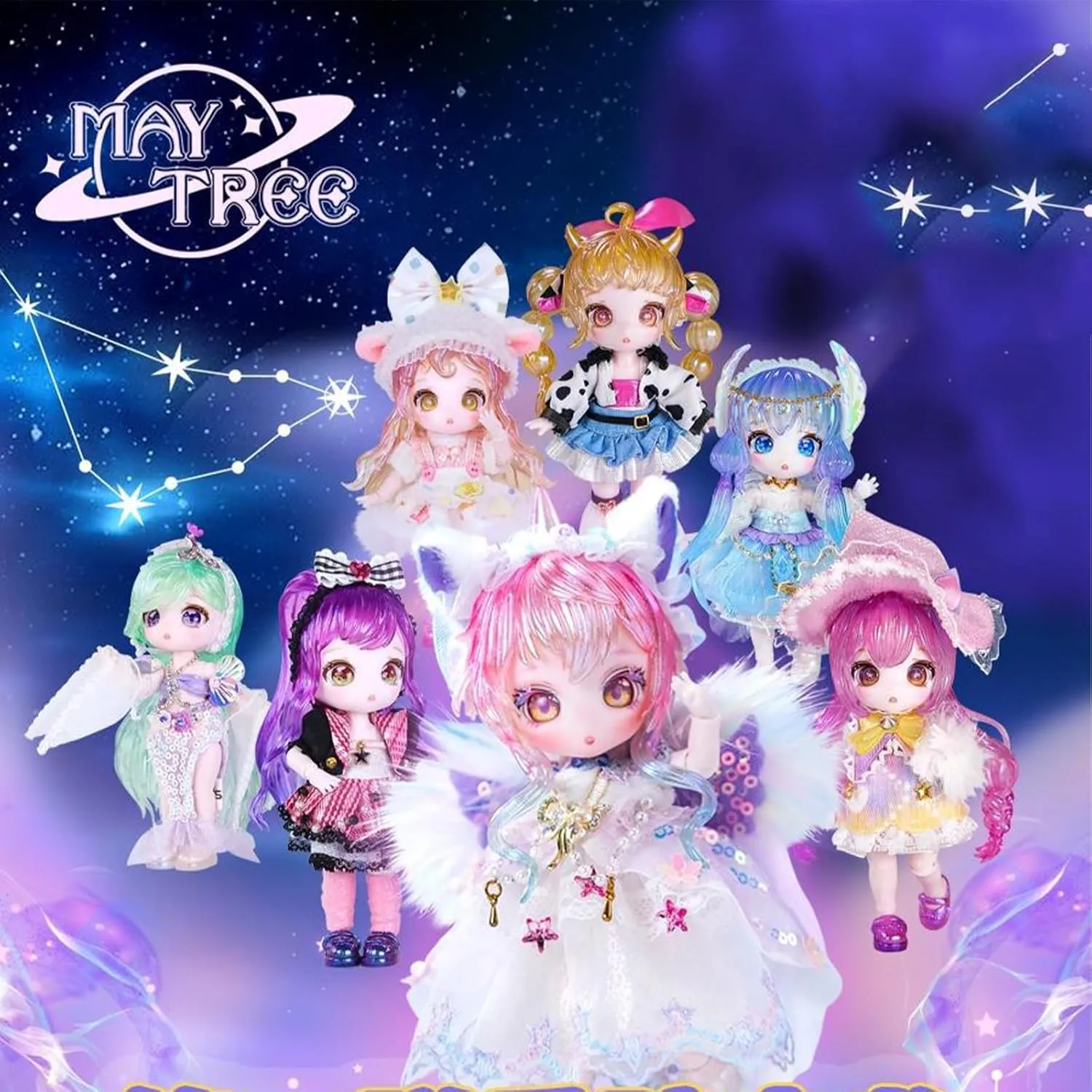 BJD Dolls Blind Box,Kawaii BJD Dolls MAYTREE Series-Twelve Constellations 1/12 Ball Jointed Doll Collectable Action Figure Posable Dress Up Doll for Girls Birthday Party Gift