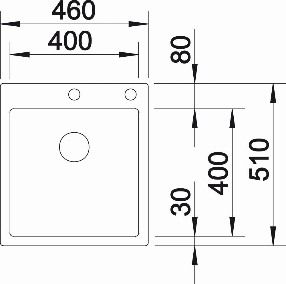 BLANCO 521632 Claron 400-IF/A Kitchen Sink Stainless Steel, 45 cm Unterschrank, Installation from Above-with Dashboard