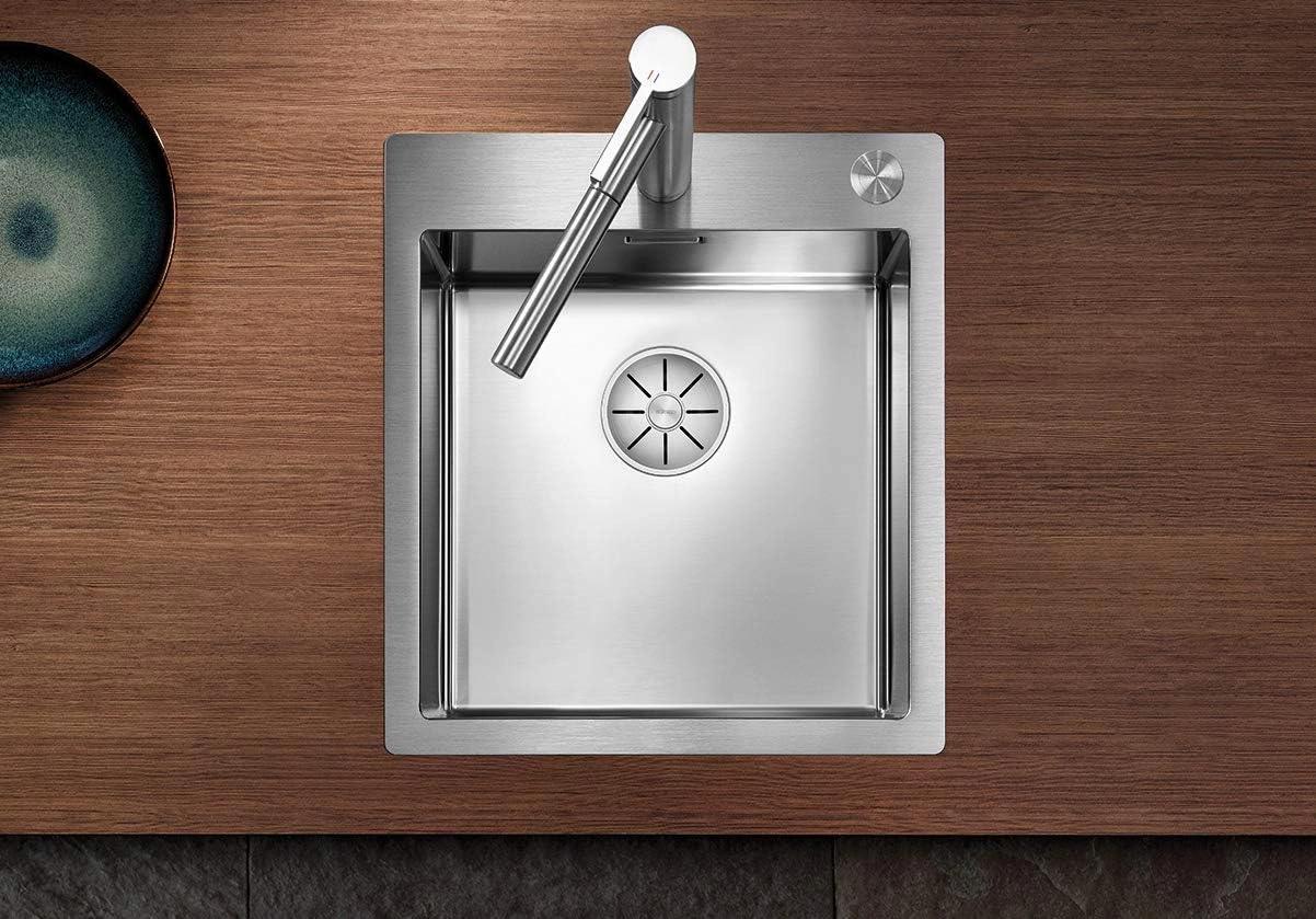 BLANCO 521632 Claron 400-IF/A Kitchen Sink Stainless Steel, 45 cm Unterschrank, Installation from Above-with Dashboard