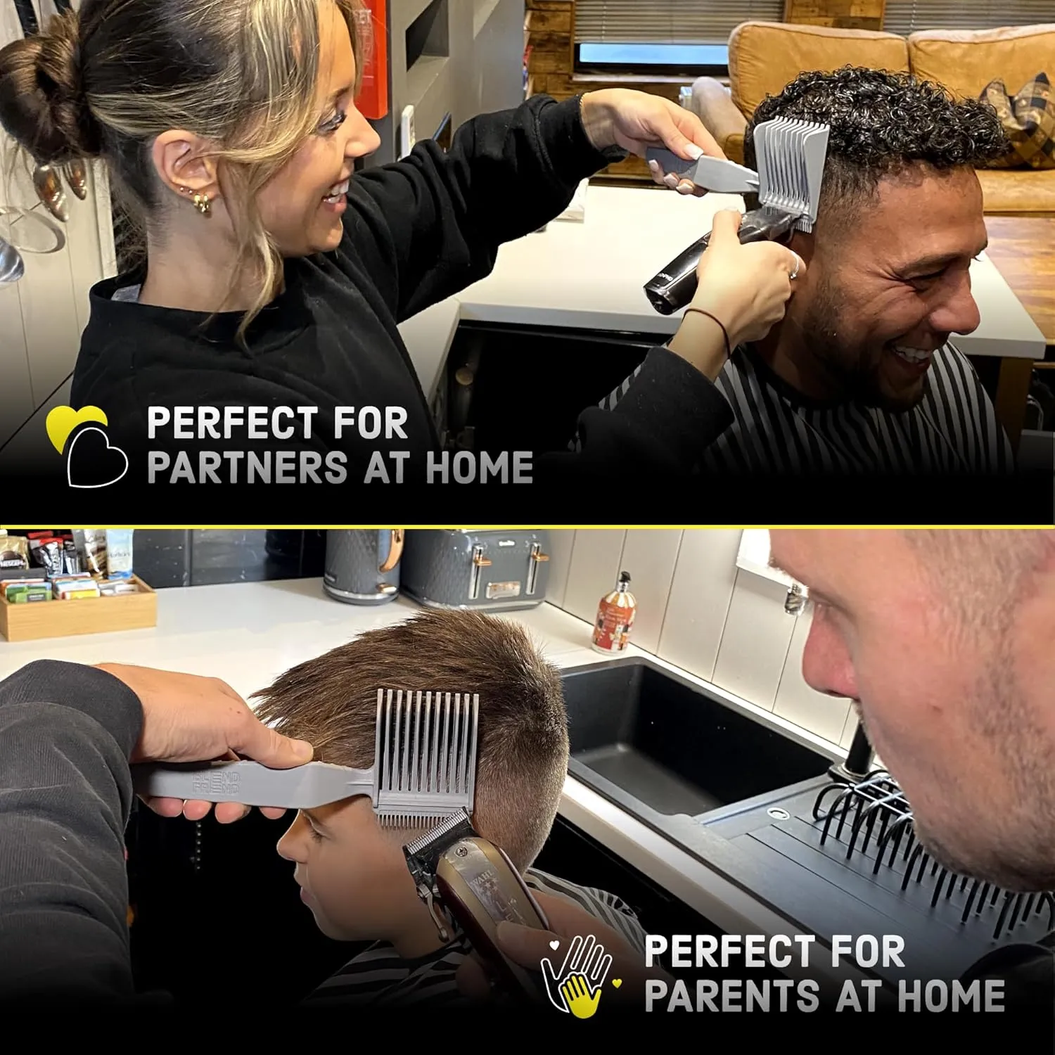 Blend Frend Original Hair Clipper Comb Left Handed – Grade 1 (3mm) | Perfect Blending Comb for Home Users & Novice Barbers | Fits All Clipper Brands | UK-Made