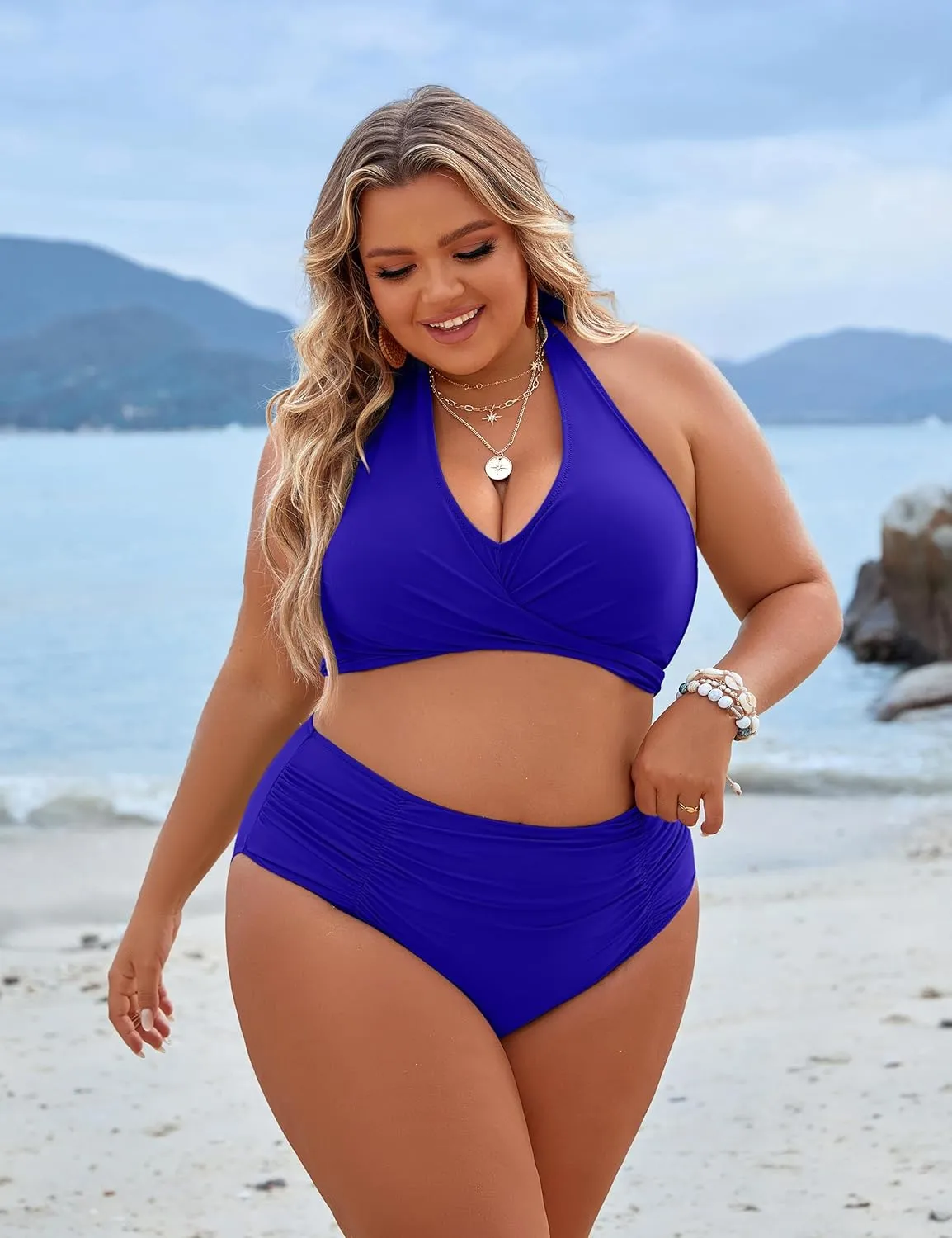 Blooming Jelly Womens Tummy Control Bathing Suits Modest High Waisted Bikini Sets Cute Halter 2 Piece Swim Suit 2025