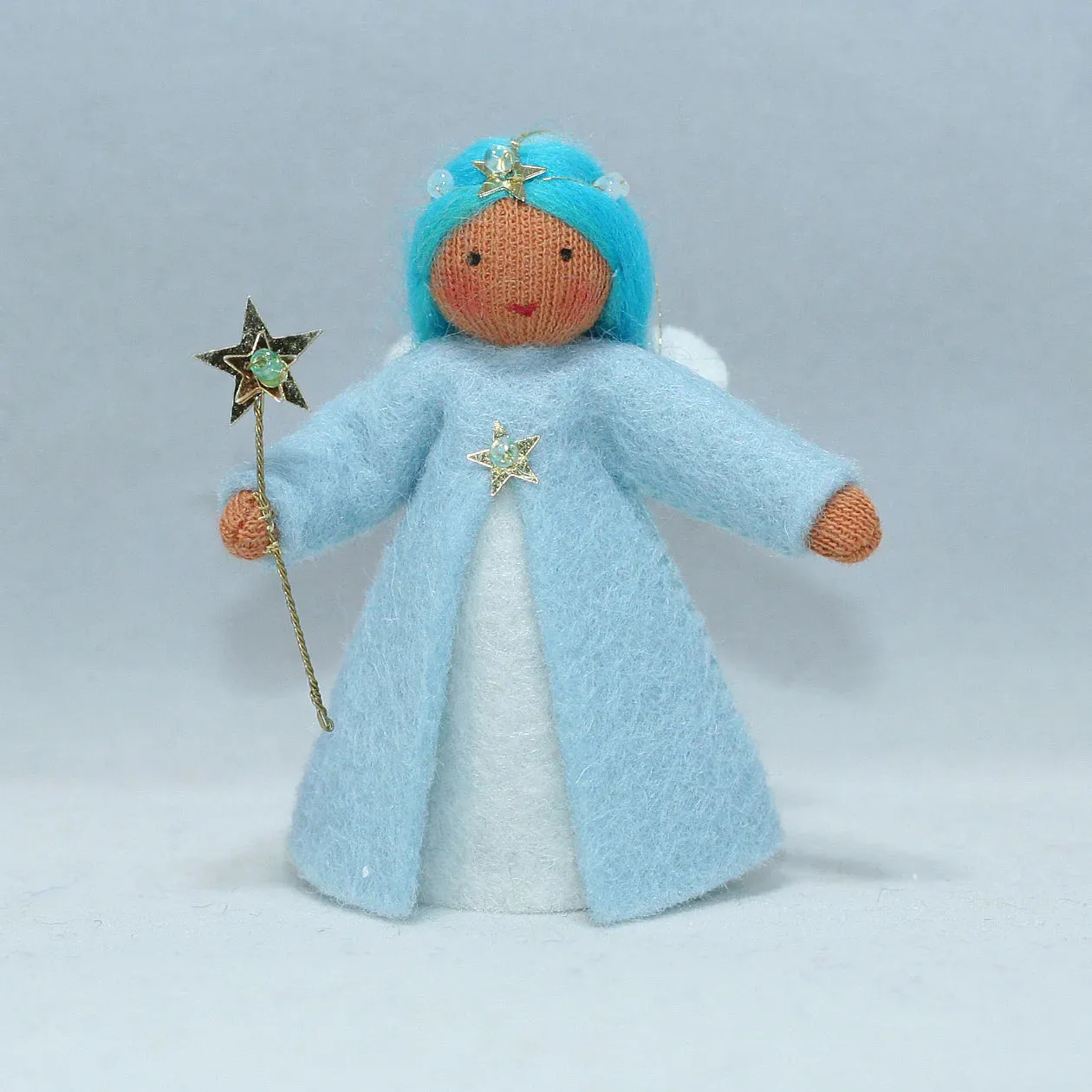 Blue Aurora Fairy (miniature hanging felt doll)