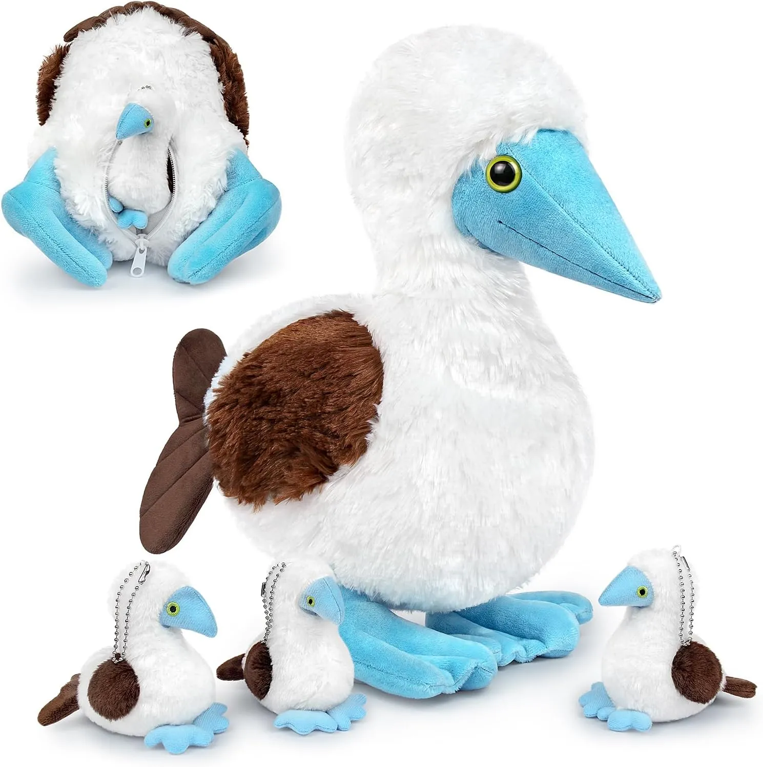 Blue Footed Booby Plush Plush Toy with 3 Small Babyies, Blue Footed Booby Stuffed Animal,Bird Collection……