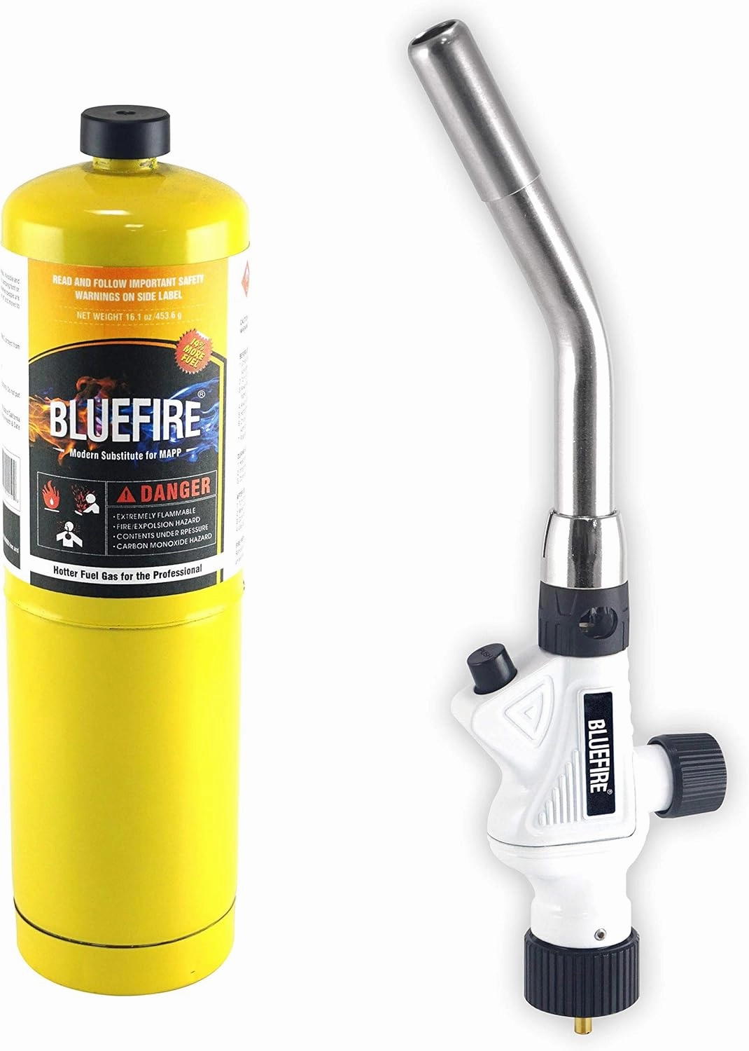 BLUEFIRE Pearl Metal Handle Turbo Torch Head, Multi-Purpose Auto Blowtorch fuel by Propane MAPP MAP PRO, Great Cooking Gadget for Chef,Welding Brazing Nozzle for Professional