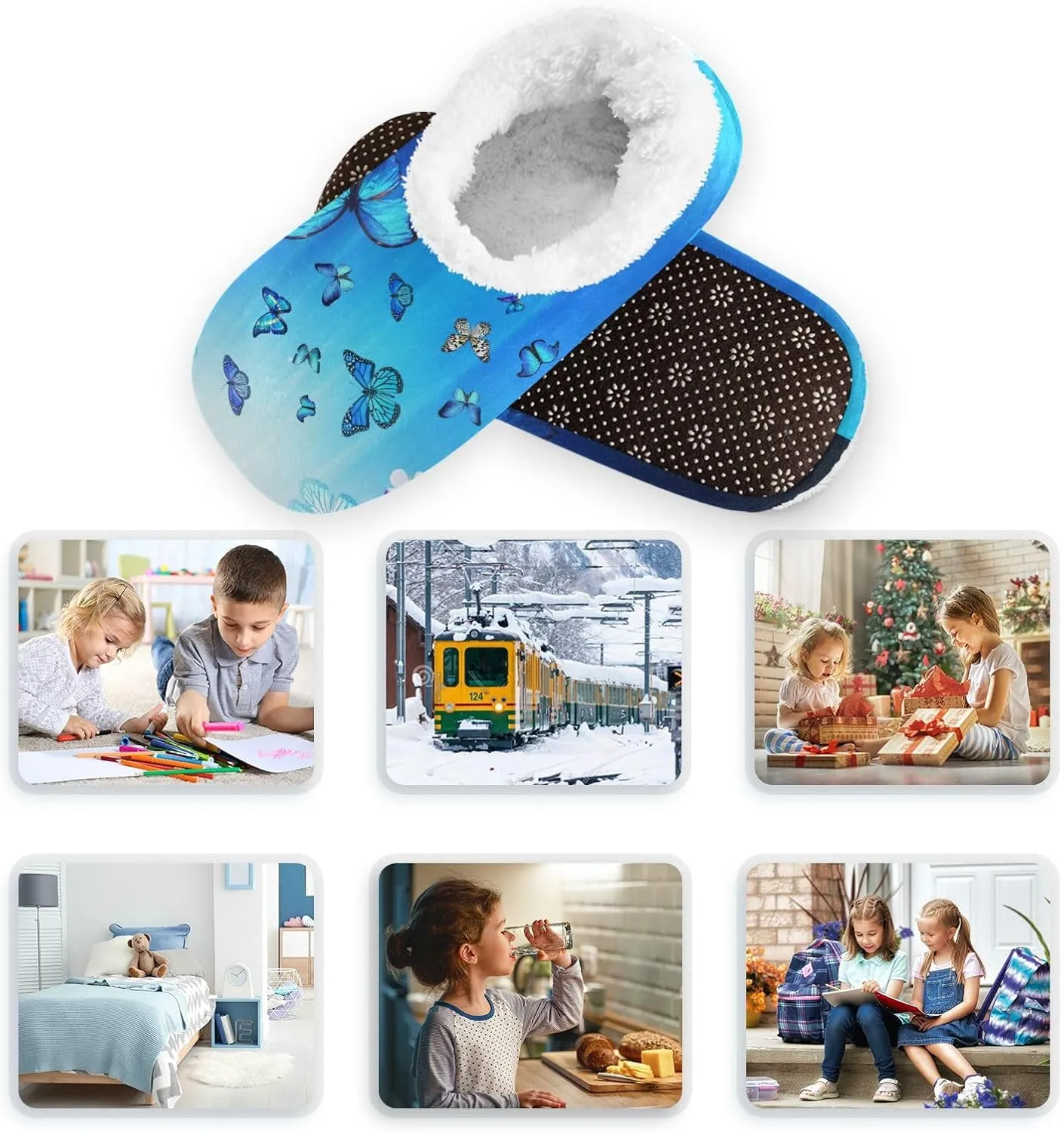 Boccsty Toddler Boys Girls House Slippers Fuzzy Kids Slippers Infant Home Shoes XS-S