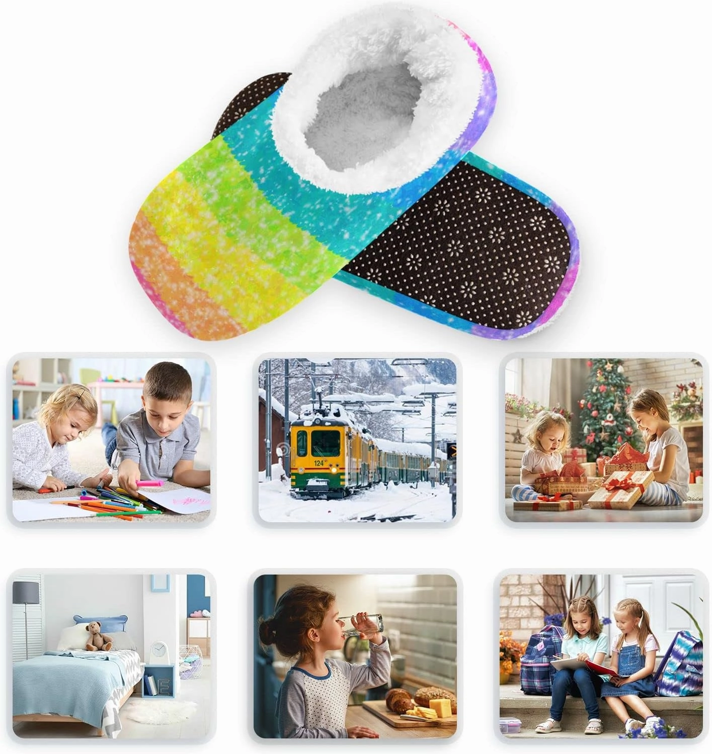 Boccsty Boys Girls Slippers for Kids House Slippers Toddler Home Shoes Winter Indoor shoes XS-S