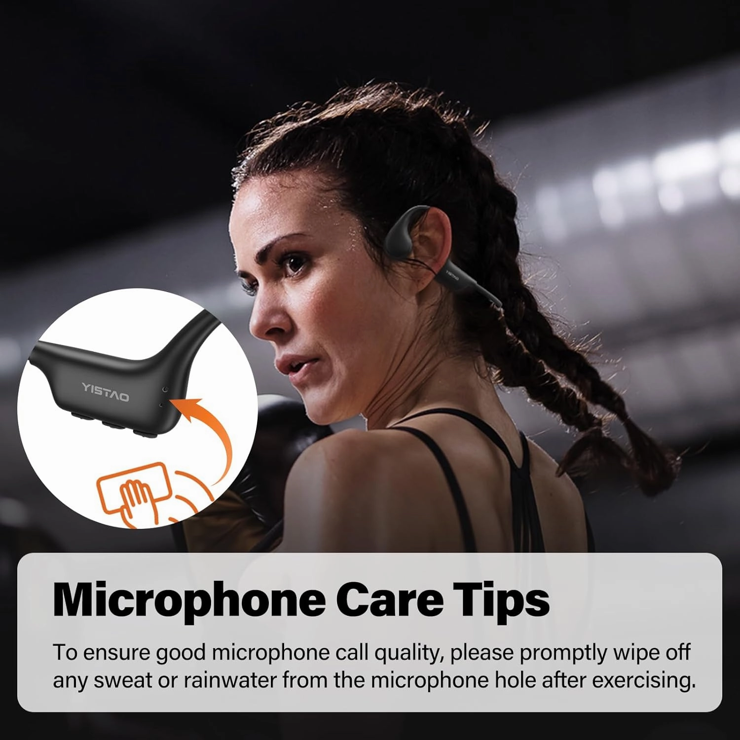 Bone Conduction Headphones, Open Ear Headphones Wireless Earphones, 32GB MP3, 8 Hours Playtime, Bluetooth 5.3, IP68 Waterproof Earphones for Running and Fitness Workout - Black