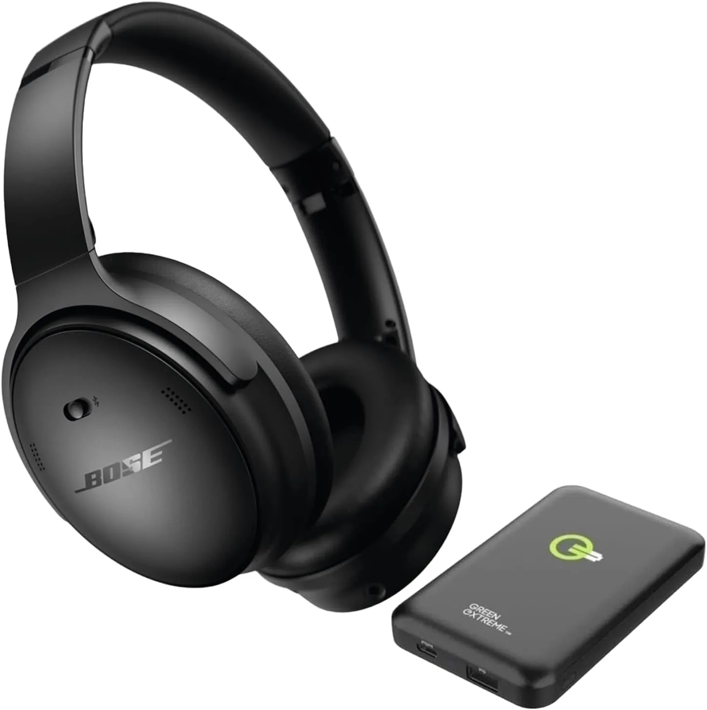 Bose QuietComfort Wireless Noise Cancelling Headphones, Bluetooth Over Ear Headphones Bundle with Green Extreme Wireless Portable Charger, (Black)