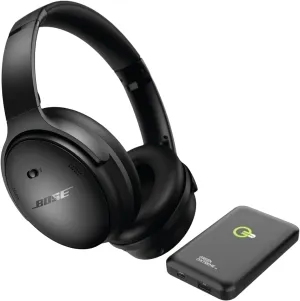 Bose QuietComfort Wireless Noise Cancelling Headphones, Bluetooth Over Ear Headphones Bundle with Green Extreme Wireless Portable Charger, (Black)