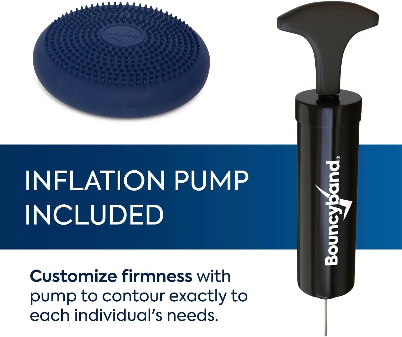 BouncyBand Wiggle Seat, Blue, 1-Pack – Small 10.75” D x 2.5” H Wobble Cushion for Kids Aged 3-7 – Sensory Tool Promotes Active Learning & Improves Productivity – Includes Pump for Easy-Inflation