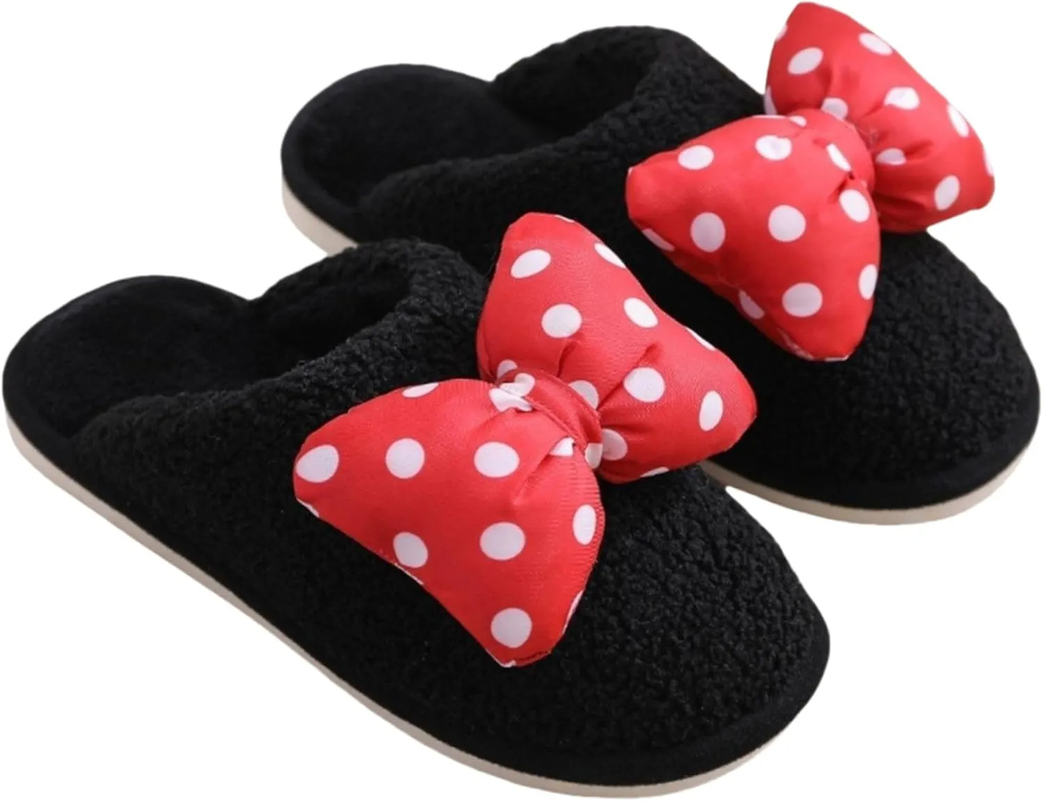 Bow slippers Plush cotton slippers Cotton slippers for men and women at home Warm cotton slippers Cotton slippers