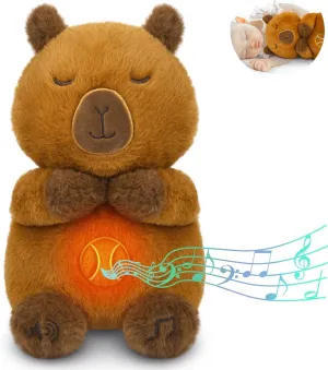 Breathing Stuffed Animal, Capybara Plush Sound Machine for Anxiety Adults and Kids, Sleeping Capybara Plushies with Realistic Breathing Motion and Lights