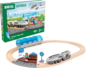 BRIO World - 36011 Turbo Train Set | Toy Train Set for Kids Aged 3 Years Up