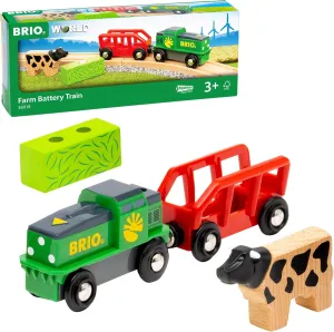 BRIO World, Battery Operated Farm Train 36018, Battery Operated Toy Train for Children from 3 Years Old
