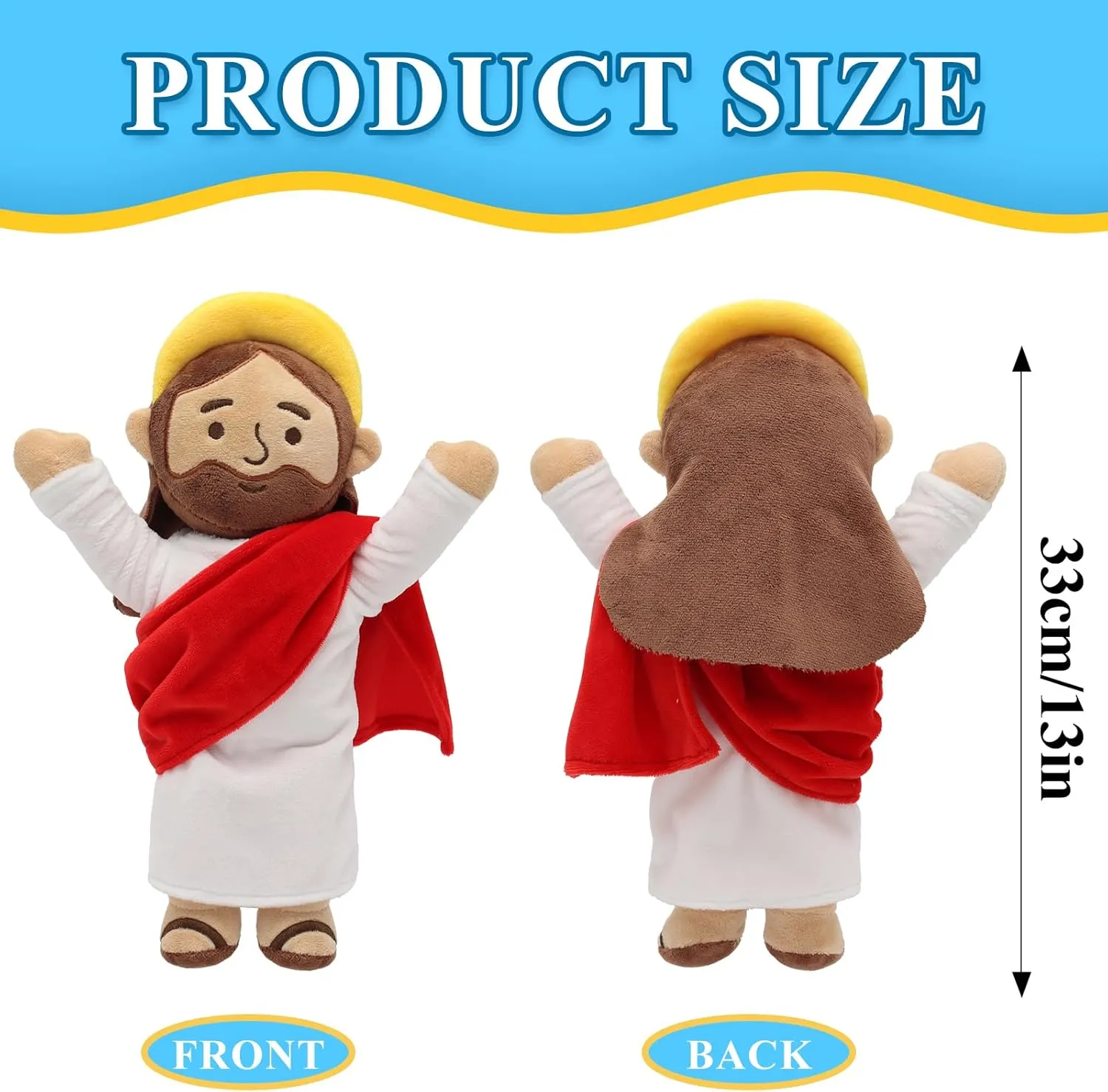 Brown Jesus Plush Doll Jesus Stuffed Animal for Kids Christian Stuffed Doll for Christening Easter Religious Party Favors Gifts