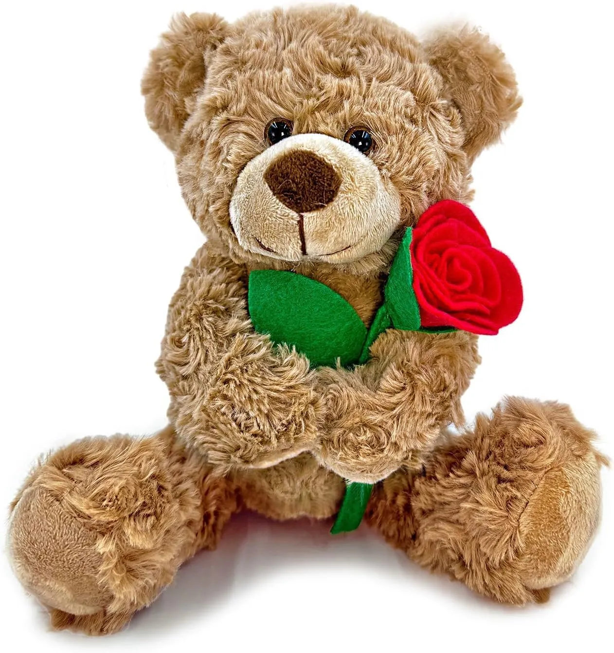 Brown Teddy Bear Plush Toy with Rose Cute Stuffed Animal for Girlfriend Mom Anniversary Valentines Birthdays Gifts 12''
