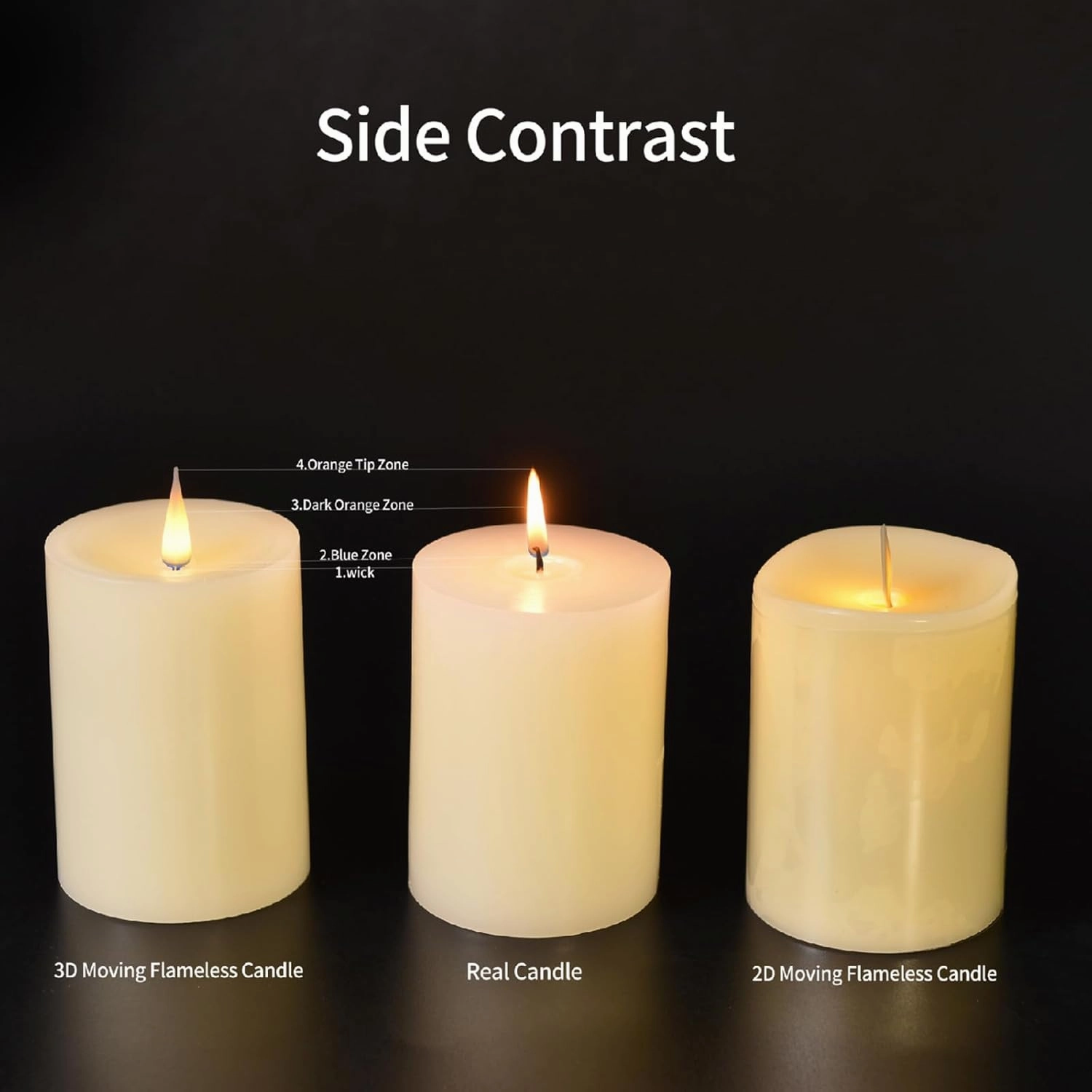 Brown Bark Wax Flameless Pillar Candles with Remote Timer, 3D Moving Flame Led Candles up to 400 Hours with 2AA Batteries, Set of 2(3''x6''), Remote Included (Brown).