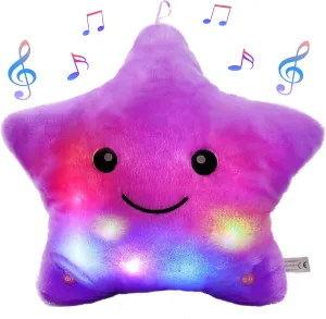 BSTAOFY 13‘’ LED Musical Twinkle Star Glow Lullaby Nightlight Stuffed Animals Light up Toys Afraid of Dark Singing Birthday Valentines Christmas for Toddlers, Purple