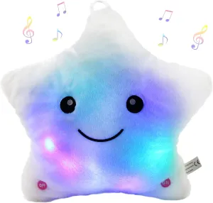 Bstaofy 13‘’ Light up Musical Twinkle Star Lullaby Glow Light up Stuffed Animal LED Toys Soft Cuddly Singing Birthday Valentines Christmas for Toddlers, White