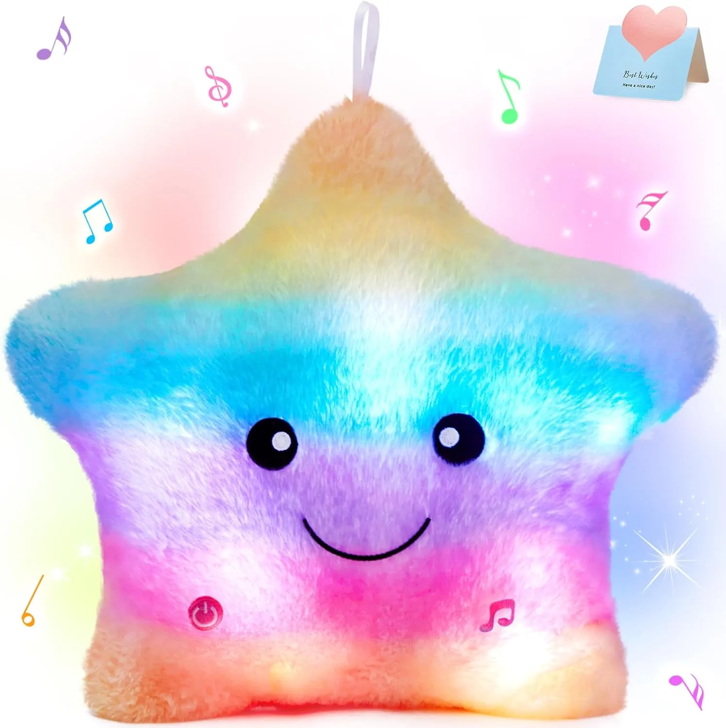 BSTAOFY 13‘’ Rainbow Creative LED Musical Glow Twinkle Star Lullaby Light up Stuffed Animal Toys Soothe Kids Emotions Birthday Christmas for Toddlers Kids