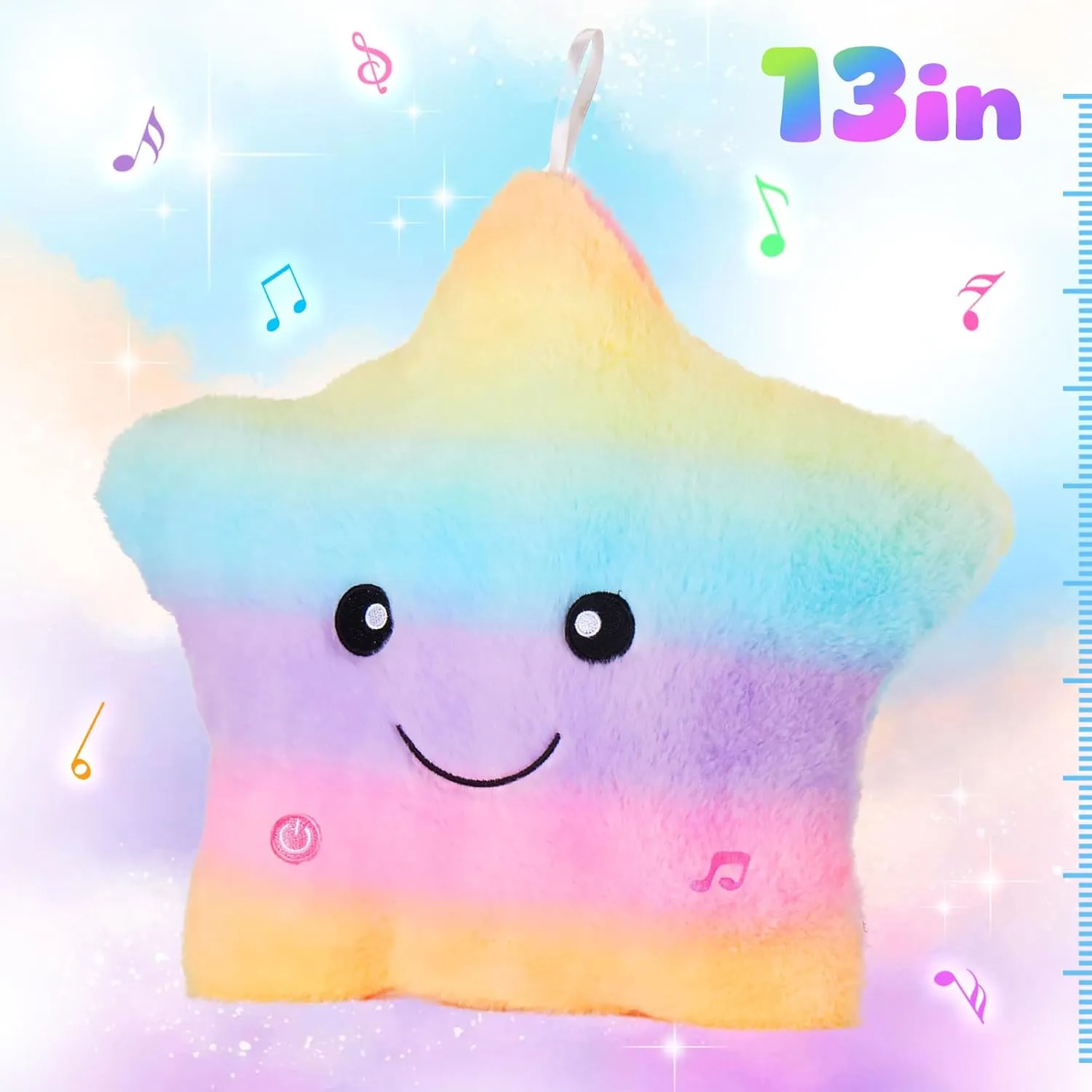 BSTAOFY 13‘’ Rainbow Creative LED Musical Glow Twinkle Star Lullaby Light up Stuffed Animal Toys Soothe Kids Emotions Birthday Christmas for Toddlers Kids