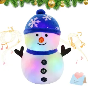 BSTAOFY LED Musical Snowman Christmas Stuffed Animal Light up Plush Toy Soft Adorable Singing Animate Pals for Kids, 11'' (Snowman)