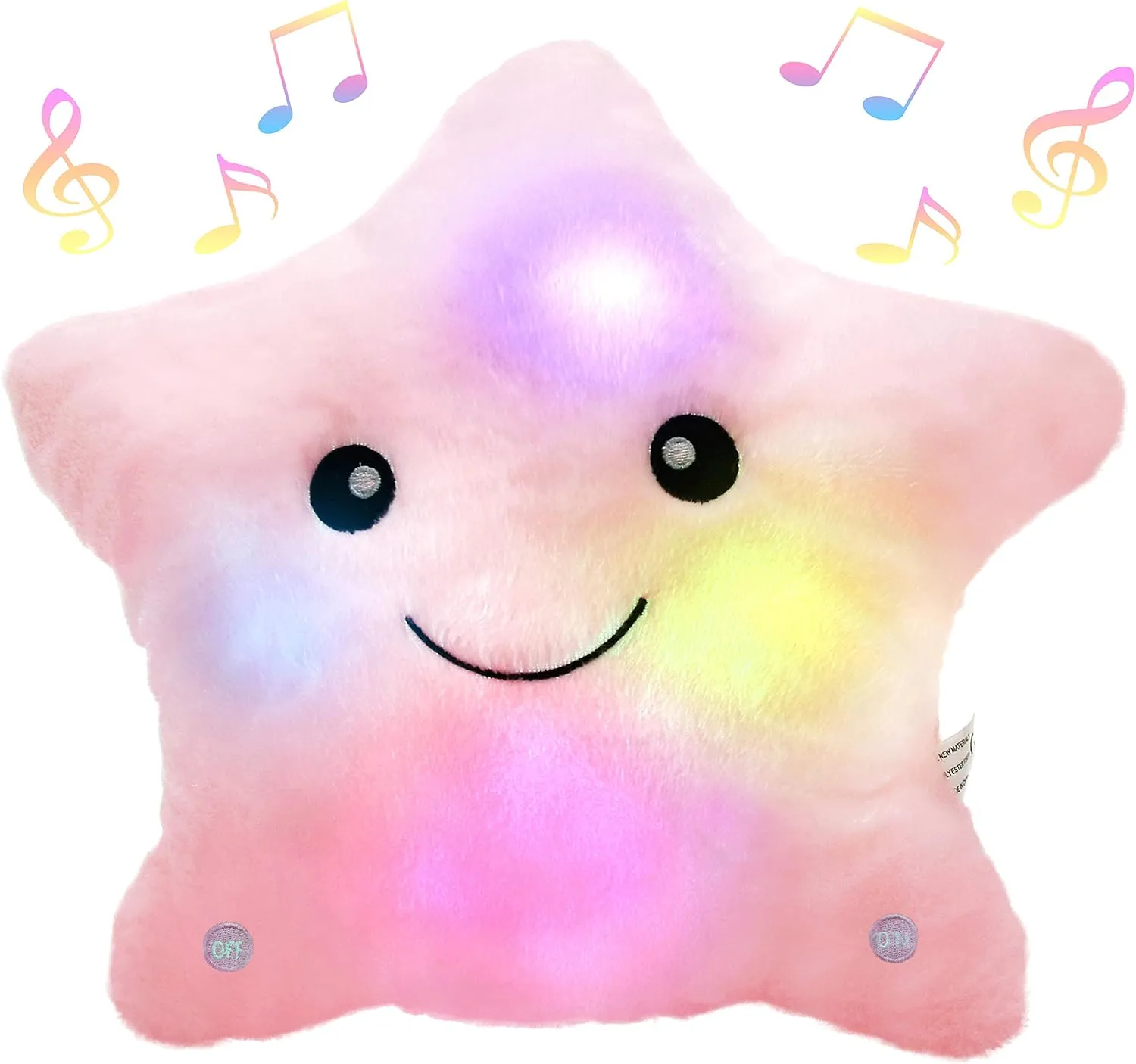 BSTAOFY Musical LED Twinkle Star Stuffed Animals Creative Lullaby Light up Soft Singing Pillow Plush Toys Accompany Kids Glow at Night Birthday for Girls Toddlers, Pink