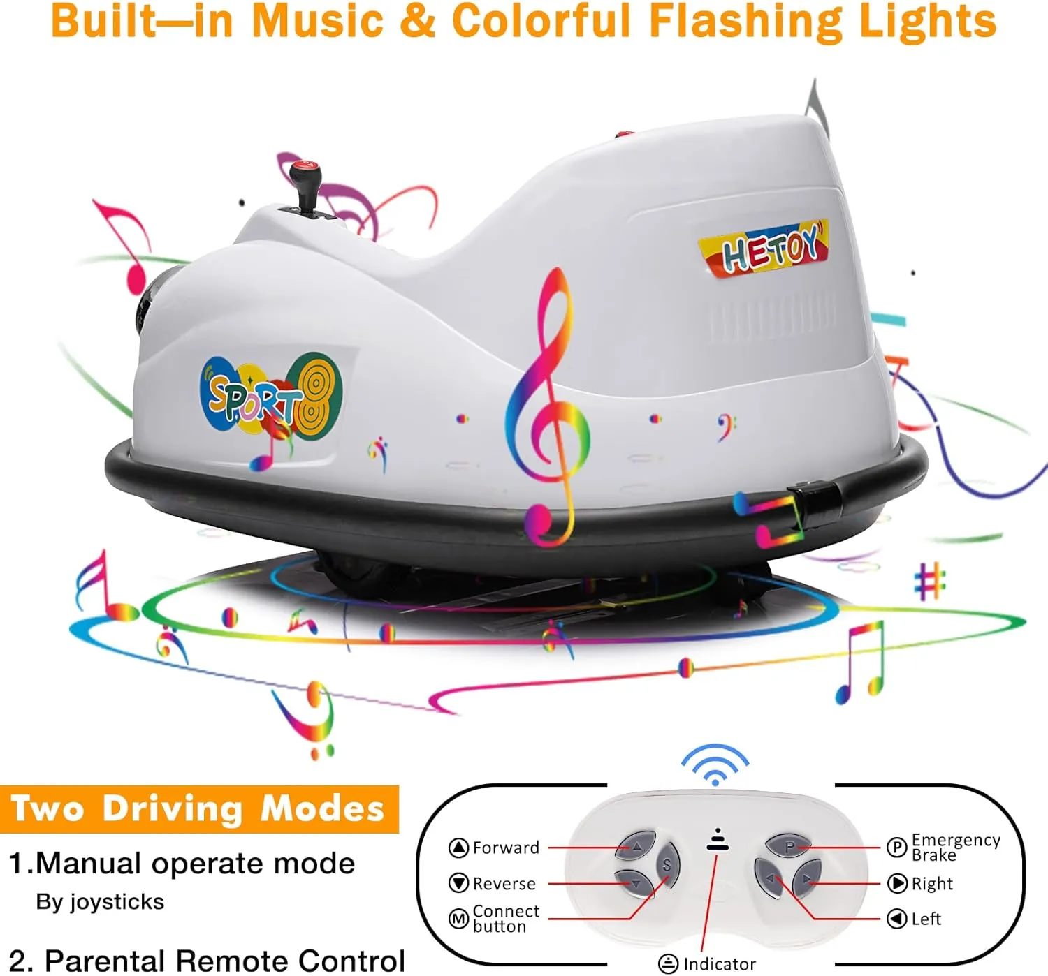 Bumper Cars for Toddlers, Ride On Car, Electric Kids Ride On Bumper Car Gift, 12V Battery Car for Kids Remote, 360 Degree Spin, Music and Remote/Safety Certified