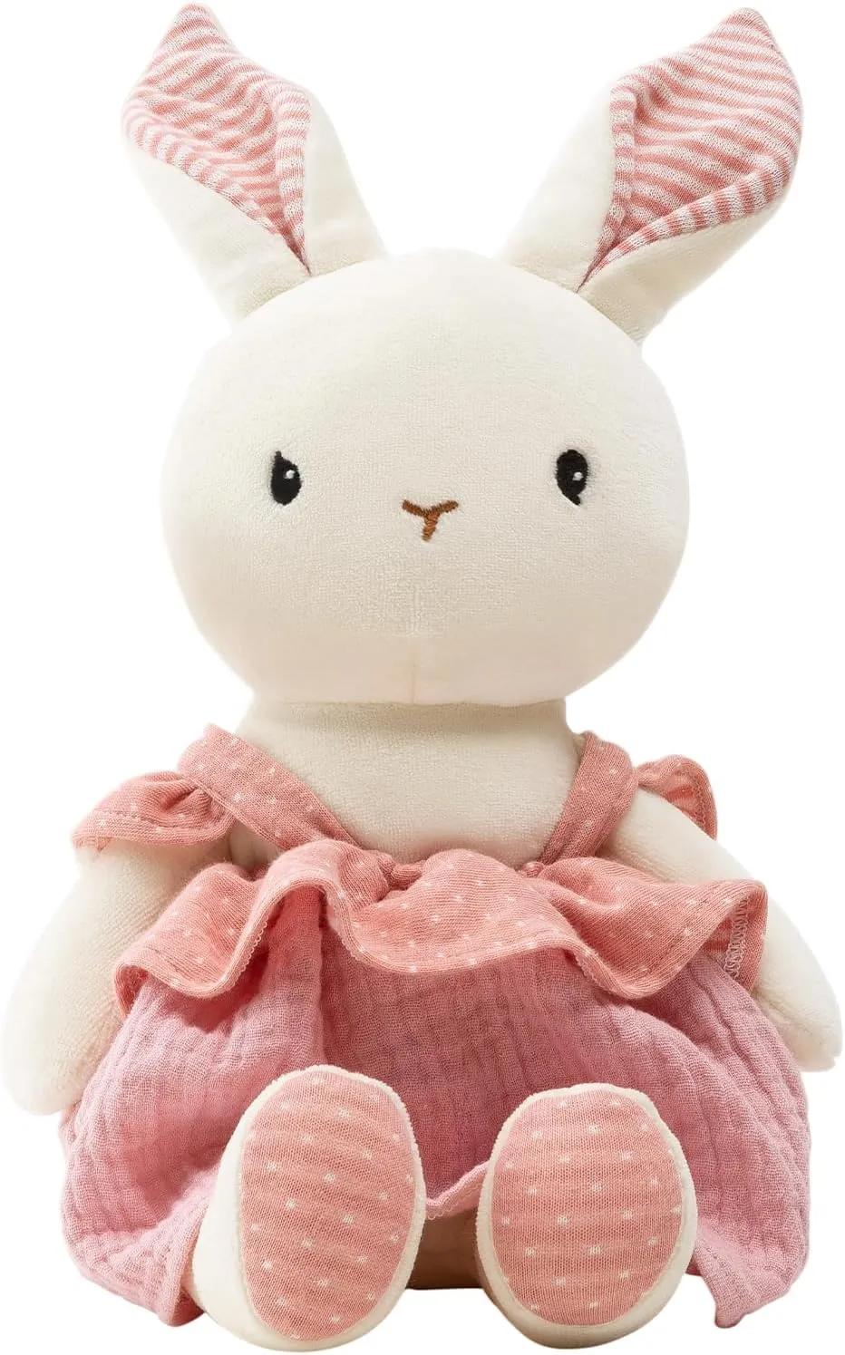 Bunny Stuffed Animal Organic Cotton Baby Plush Toys, 9" Easter Plush Bunny Soft Cuddly Toy for Babies and Toddlers