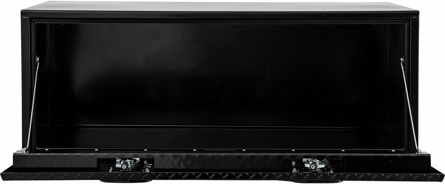 Buyers Products 1702510 Black Steel Truck Tool Box With Aluminum Diamond Tread Door, 18 x 18 x 48 Inch, Made In The USA, Truck Box for Organization & Storage, Job Tool Chest, Contractor Toolbox