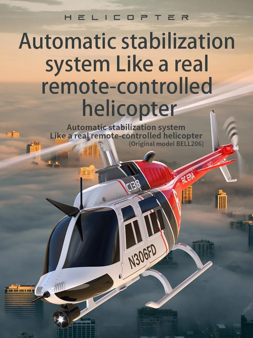 C138 RC Helicopter 2.4G 6CH 6-Axis Gyro Altitude Hold 1/33 Remote Control Plane Ready to Fly RTF(RED-White)