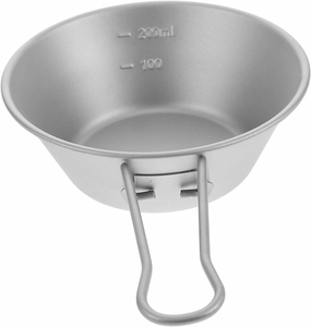 Cabilock Titanium Camping Bowl Foldable Handle Compact Portable Salad Bowl for Outdoor Hiking and Picnic