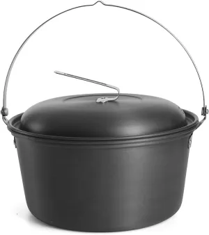 Camping Cook Pot Alumina Suspending Pot with Lid Ultralight Stockpot with Two Foldable Handles Portable Outdoors Cookware for 2-3 People