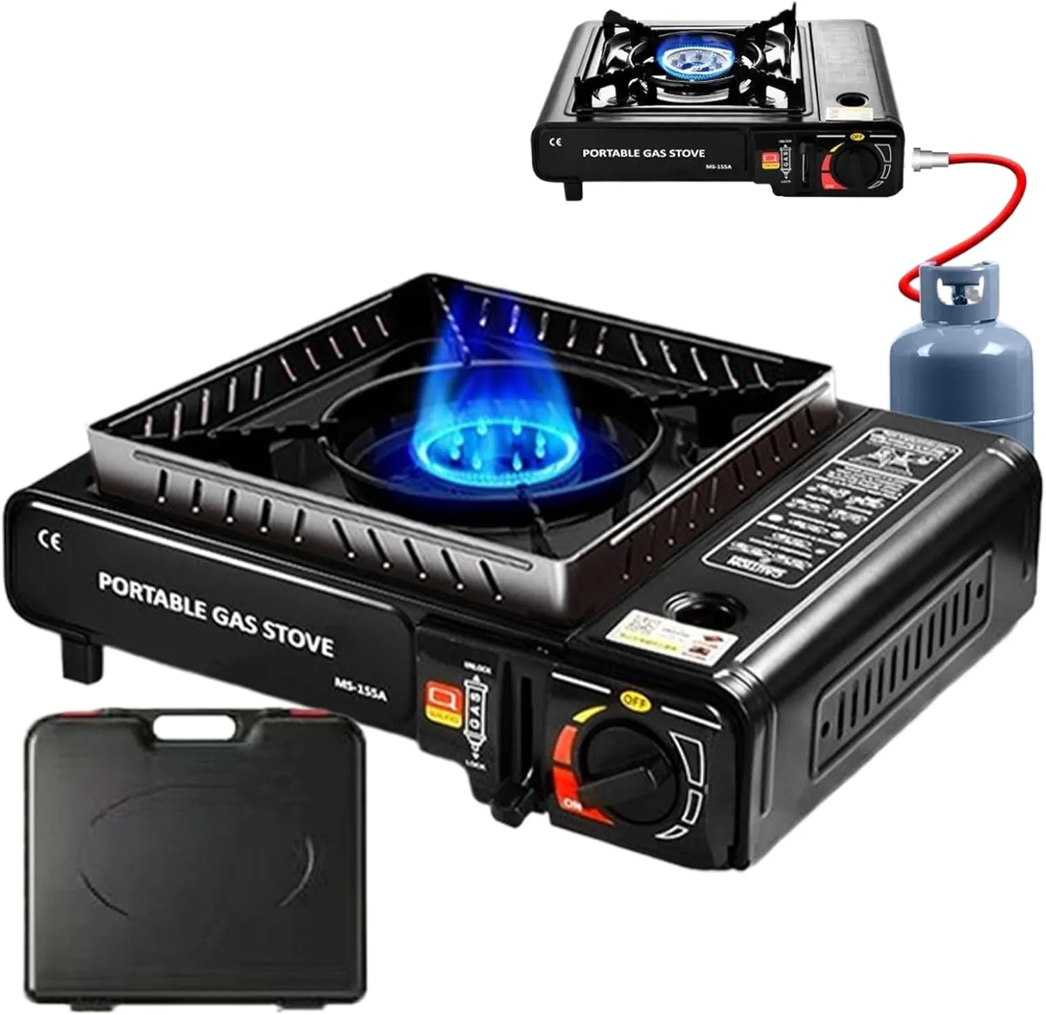 Camping Cooking Stove - Small Outdoor Burner, Portable Cooktop | Camping Accessories with Piezo Ignition Easy Heat Control for Tailgating Hiking Travel Backpacking Cooking Tools Picnic Gear Setup