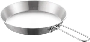 Camping Cookware 304 Stainless Steel Frying Pan Outdoor Flat Bottom Frying Pan Portable Camping Cooker Survival Gear(20cm)