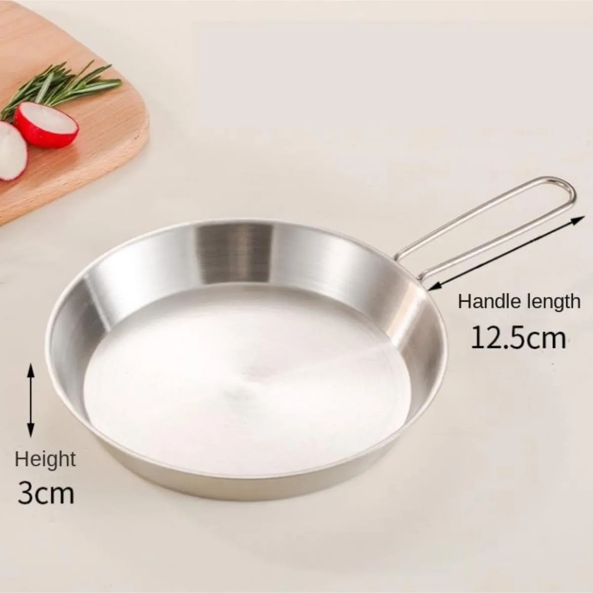 Camping Cookware 304 Stainless Steel Frying Pan Outdoor Flat Bottom Frying Pan Portable Camping Cooker Survival Gear(20cm)
