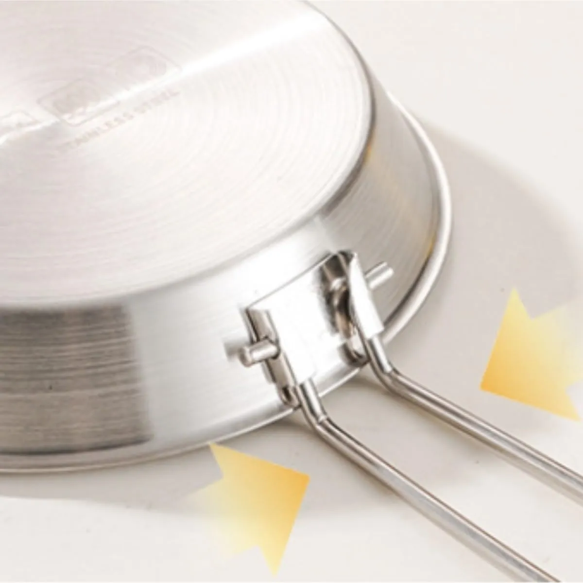 Camping Cookware 304 Stainless Steel Frying Pan Outdoor Flat Bottom Frying Pan Portable Camping Cooker Survival Gear(20cm)