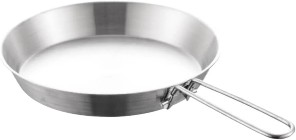 Camping Cookware 304 Stainless Steel Frying Pan Outdoor Flat Bottom Frying Pan Portable Camping Cooker Survival Gear(20cm)