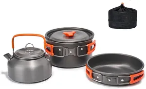 Camping Cookware Set | Alumina Pot & Frying Pan for Outdoor Cooking | Portable Picnic Kit with Storage Bag/Hiking/Travel | Lightweight & Nesting Design