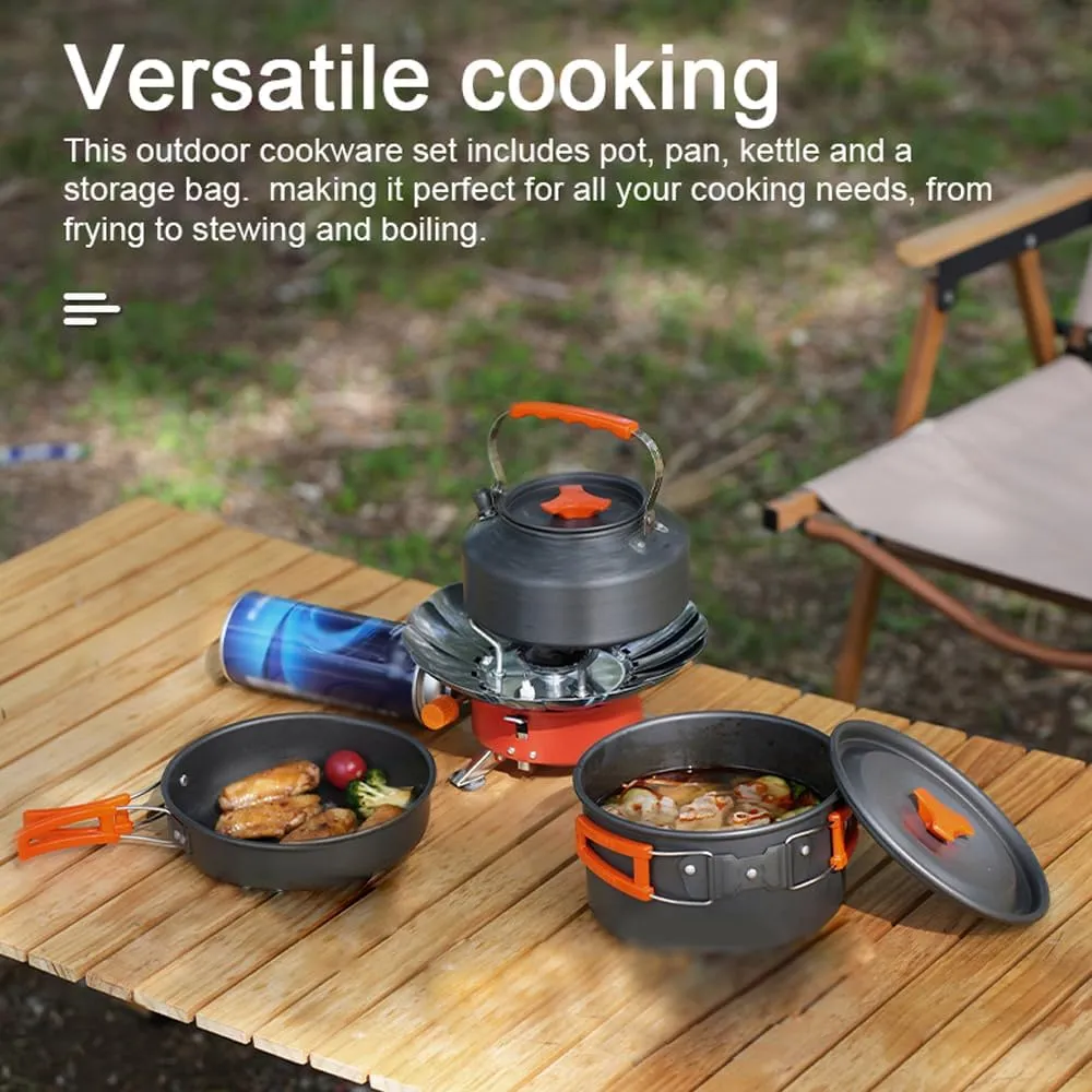 Camping Cookware Set | Alumina Pot & Frying Pan for Outdoor Cooking | Portable Picnic Kit with Storage Bag/Hiking/Travel | Lightweight & Nesting Design