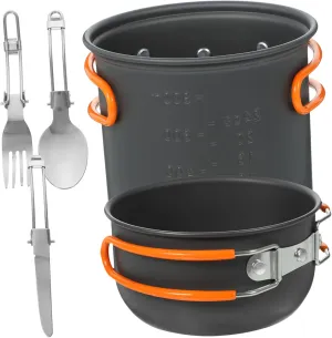 Camping Pot Set 1-2 Person Outdoor Cookware Portable Camping Supplies Easy to Clean Picnic Cooking Set