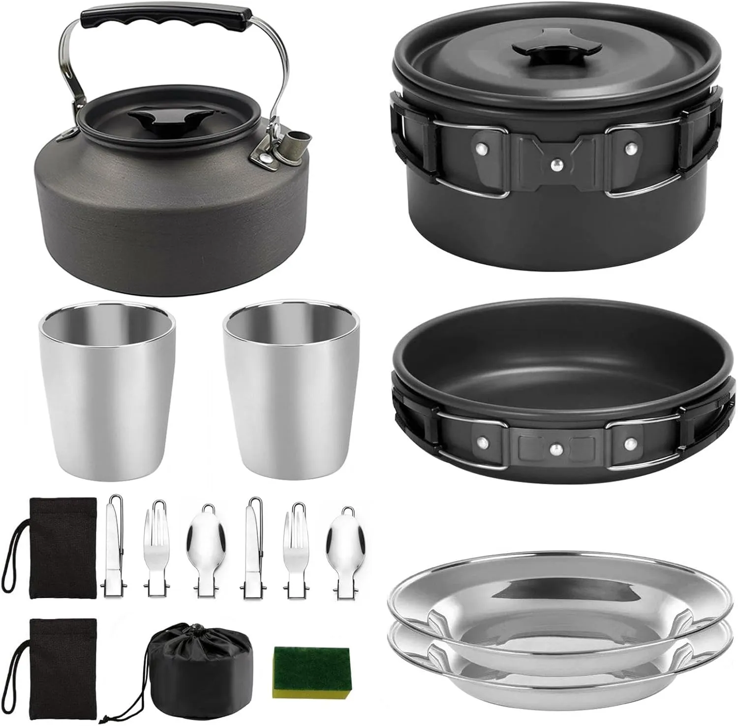 Camping Pot Set - Portable Camping Tea Pot Set, Safe Camping Cooking Set | Compact Camping Pan Set Suitable for Camping, Backpacking, Picnics, Hiking and Outdoor Adventures