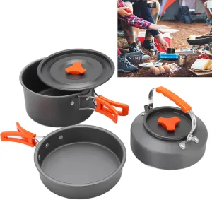 Camping Pots and Pans Set, Non Slip Camping Cookware Set with Tableware Combination, Portable Outdoor Pot and Teapot Set Camping Cooking Set for Backpacking and Picnic