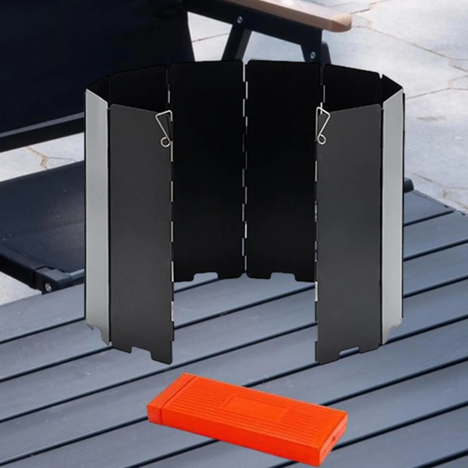 Camping Stove Windscreen Wind Protection Foldable Portable Compact Lightweight Windshield Wind Shade for Cooking Outdoor BBQ, Black