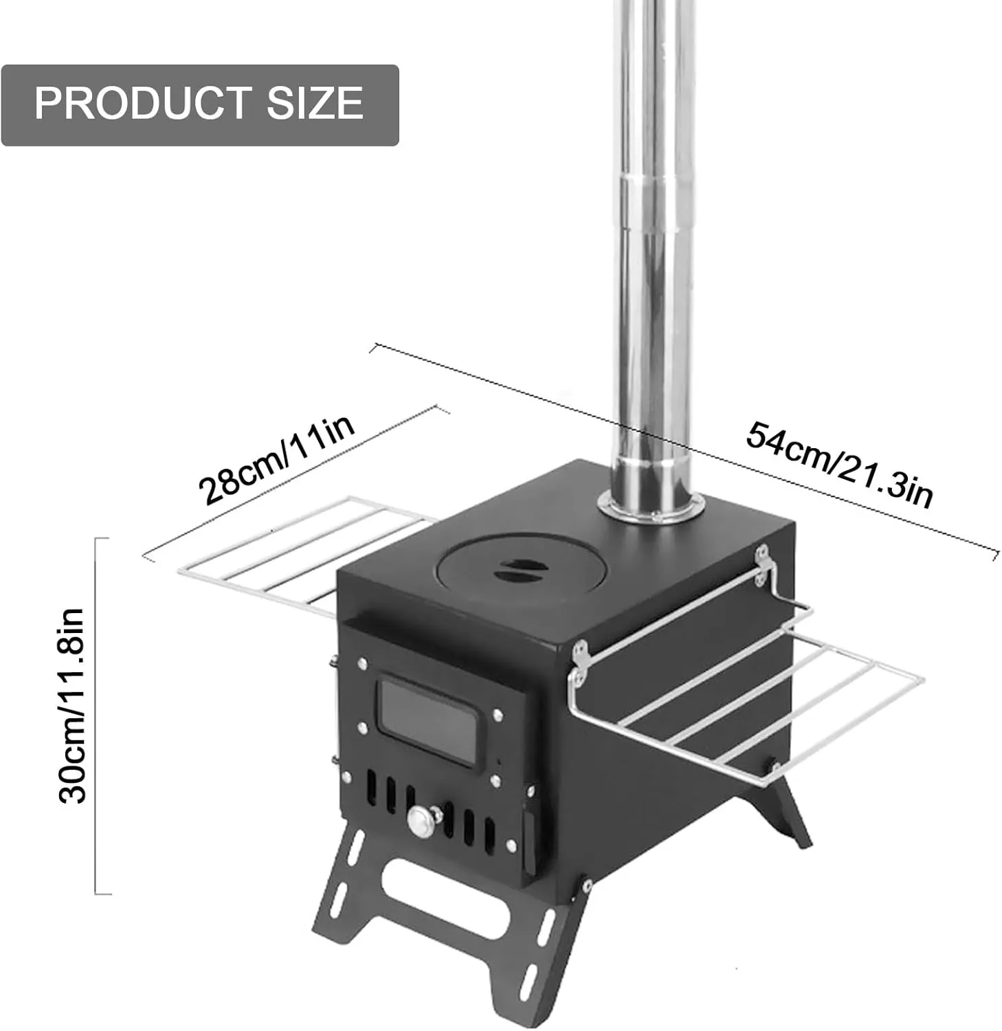 Camping Wood Stove for Tent,Compact and Portable, Hot Tent Stove,Doesn't Take Up Much Space, with Stainless Steel Storable Carrying Handle,can be Used for Heating/Cooking(Black)