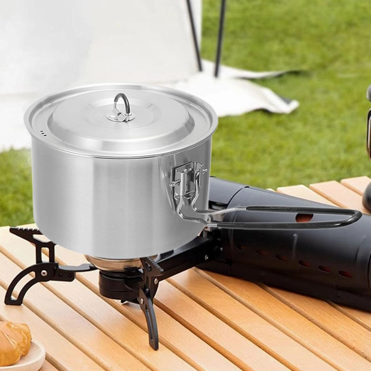 Camping Pot Stockpot Practical Portable Boiling Water Lightweight with Lid Cooking Pot for Picnics Travel Trips Explorers BBQ