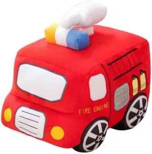 Car Plush Toy Soft Stuffed Car Plush Pillow Toy CuteTractor Cartoon Throw Pillow Plushie Gifts for Kids Birthday Christmas Party (Fire Truck)