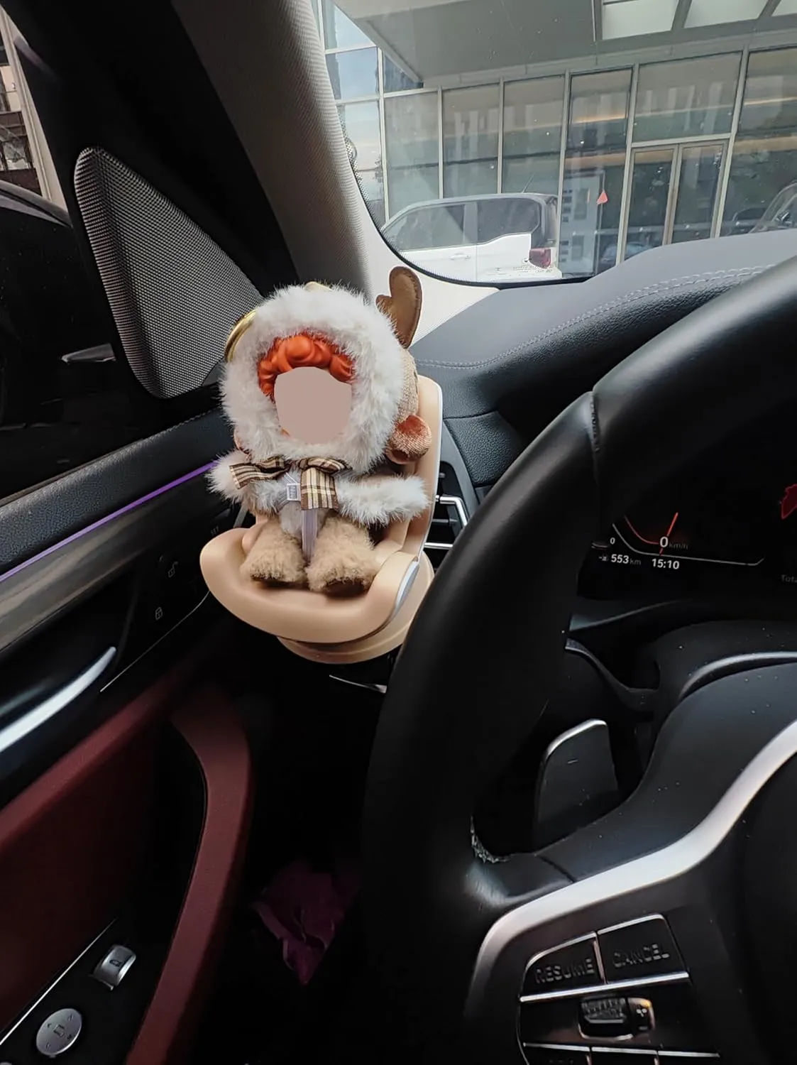 Car Seat Protector for 15&17cm Dolls,Cute Desktop Display Ornament Set Accessories for Dolls,Air Vent Stuffed Toy Carseat,Car Ornament and for Blind Box Doll Fans and Doll Collectors (Khaki)