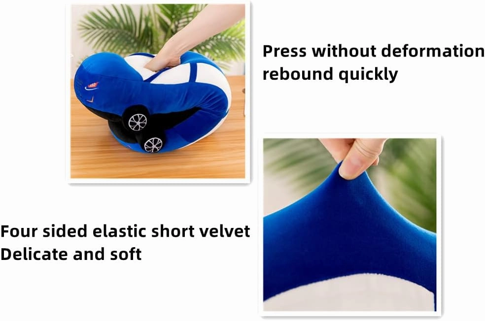 Car Plush Toy Soft Stuffed Car Plush Pillow Toy CuteTractor Cartoon Throw Pillow Plushie Gifts for Kids Birthday Christmas Party (Long Sedan Blue)